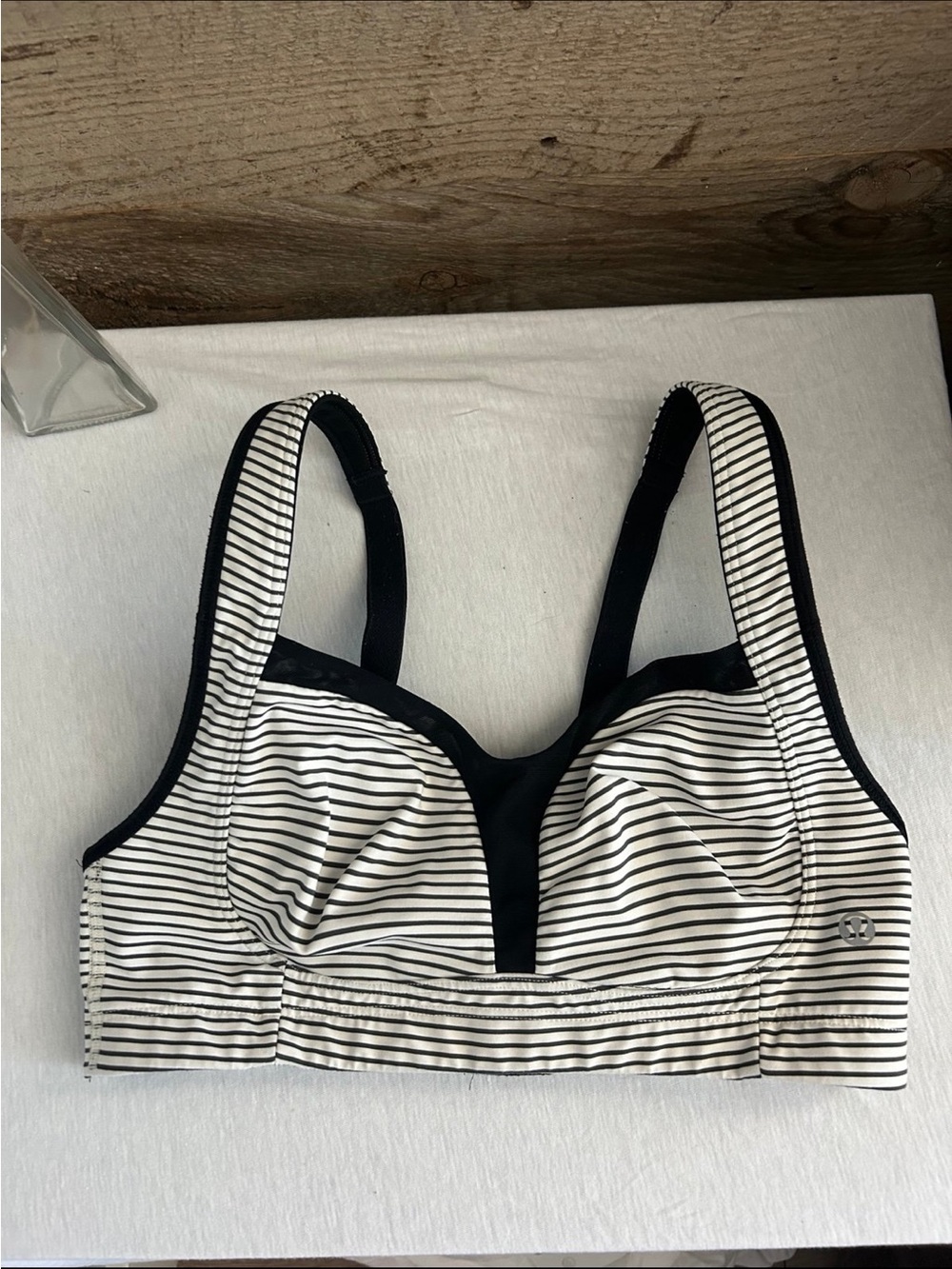 lululemon athletica Black & White Striped Medium-Impact Sports Bra